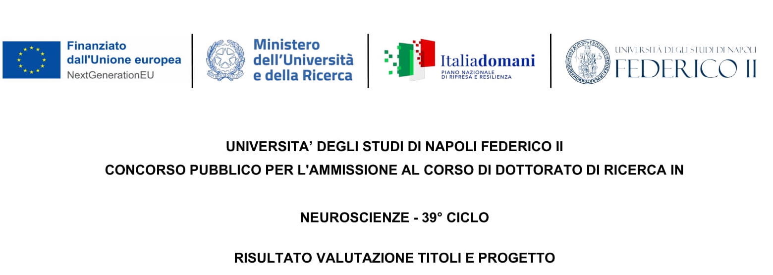 Elenco Candidati ammessi alla prova orale del dottorato di Ricerca in Neuroscienze 39 Ciclo